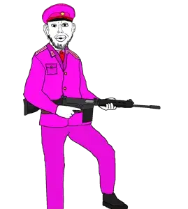 nojak, noejak, kuzified soyjaks, 30 caliber, 7.62x51mm, almost full body, arm, battle rifle, beret, black eyes