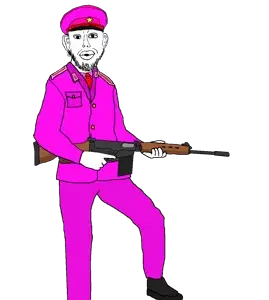 nojak, noejak, kuzified soyjaks, 30 caliber, 7.62x51mm, almost full body, arm, battle rifle, beret, black eyes