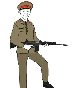 kuzjak, 1soyjak, 30 caliber, 7.62x51mm, arm, bald, battle rifle, black eyes, cap, closed mouth