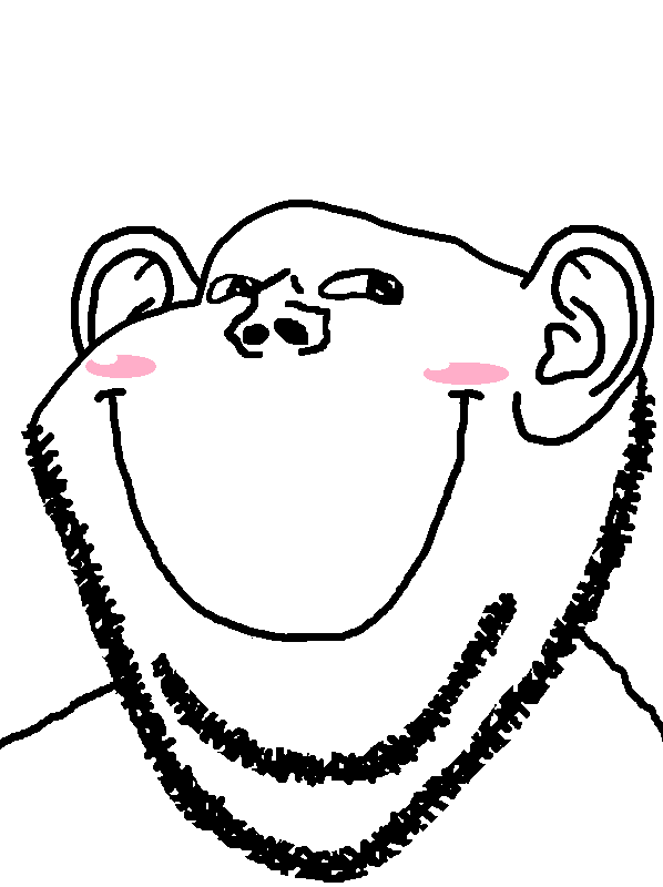 impish soyak ears, soyak, doctos, soyak (cheeky), cheeky, fusionjaks, 1soyjak, bald, black eyes, black stubble