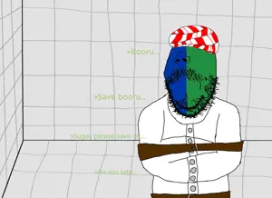 gapejak, wholesome soyjak, 1soyjak, bald, blue skin, booru, clothes, doctor, drawn background, fat