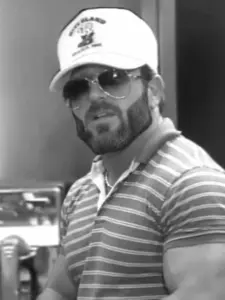 gigachad, beard, buff, cap, clothes, gary plauche, glasses, gray skin, hair, half body