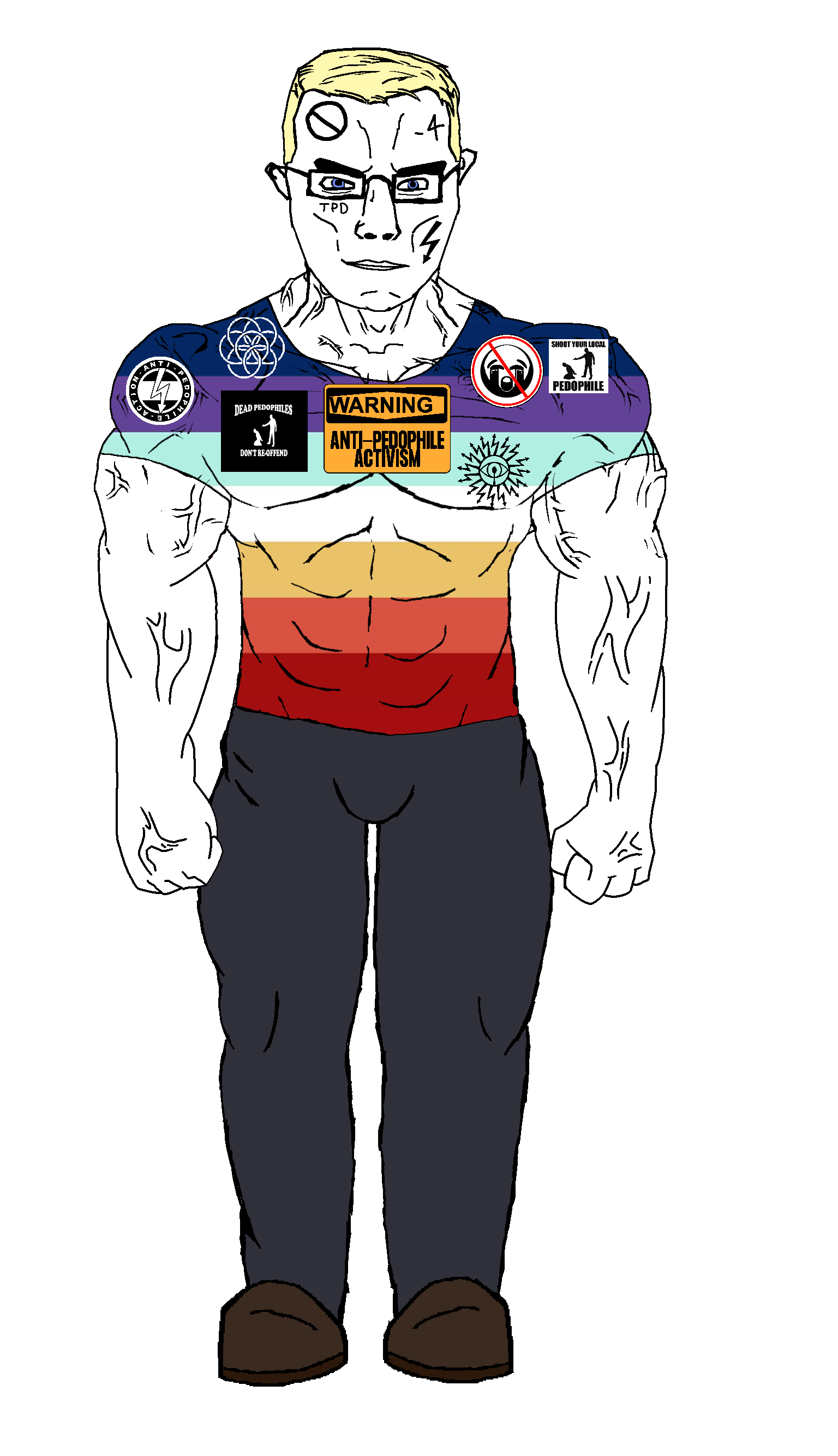 chudjak, chudjak front, muscular chud, aryan, 😭, 1soyjak, a10 eyes, anti pedophilia, arm, blonde hair