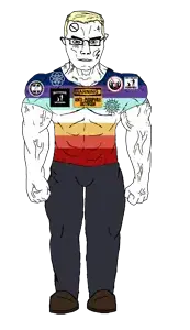 chudjak, chudjak front, muscular chud, aryan, 😭, 1soyjak, a10 eyes, anti pedophilia, arm, blonde hair