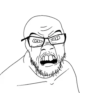feraljak, 1soyjak, black eyes, disgusted, ew, glasses, looking at you, open eyes, open mouth, portrait