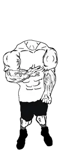 chudjak, unbotheredchud, accessory, buff, front view, full body, headless, no beard, no eyes, no head