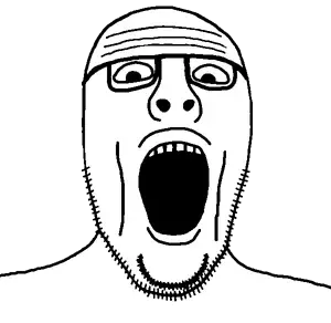 randyjak, 1soyjak, bald, black eyes, forehead lines, glasses, looking at you, monochrome, nose, nuvariant