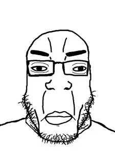 chudjak, markiplier soyjak, chudplier, fusionjaks, closed mouth, glasses, lips, looking at you, neutral, stubble