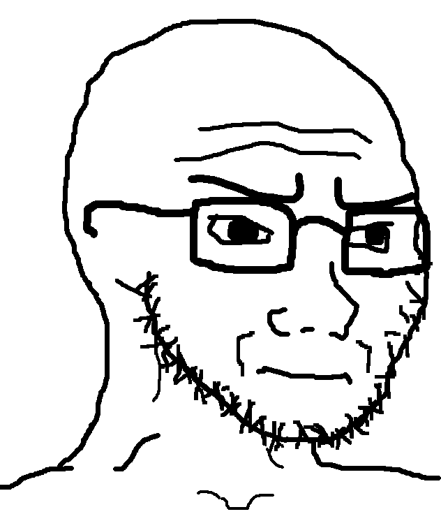 soyak, soyak (irritated), 1soyjak, bald, black eyes, closed mouth, glasses, looking to the right, monochrome, portrait