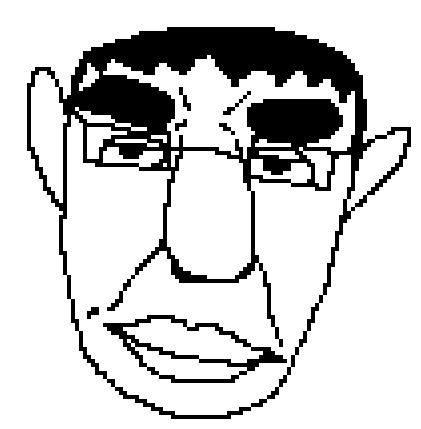 chudjak, pol face, 1soyjak, black eyes, black hair, chud, closed mouth, ear, glasses, hair