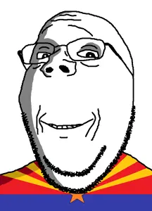 gapejak, wholesome soyjak, arizona, closed mouth, flag, glasses, ominous, shadow, smile, soyjak