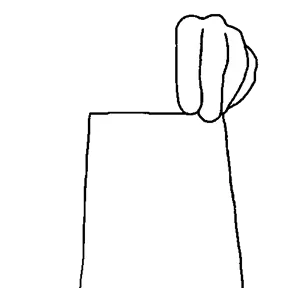 bartender, accessory, hand, holding object, holding sign, no beard, no eyes, no glasses, no mouth, note