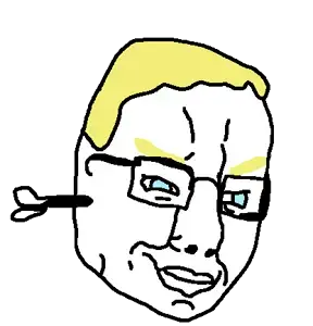 chudjak, aryan, 1soyjak, a10 eyes, blonde hair, blue eyes, closed mouth, face mask, glasses, hair