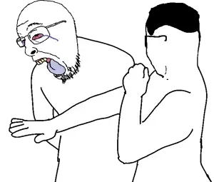 bernd, bernd side, chud's hitman, 2soyjaks, back view, bald, black hair, bloodshot eyes, chris rock, crying