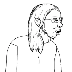unknown, useful soys, 1soyjak, black eyes, glasses, hailey welch, hair, half open mouth, hawk tuah, long hair