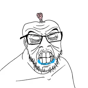 feraljak, iq diagrams, 1soyjak, angry, bald, brain, brainlet, closed eyes, drool, glasses