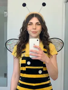1nas, airpod, airpods, animal, antenna, antennae, bee, bee costume, brown hair, bug