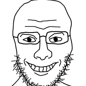 unknown, useful soys, 1soyjak, aphex twin, bald, black eyes, creepy, front view, glasses, half open mouth