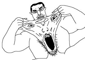 chudjak, markiplier soyjak, chud's hitman, 2soyjaks, angry, bald, black eyes, black hair, buff, front view