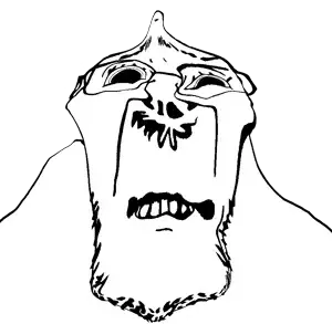 bernd, deformed bernd subvariants, hornyjaks, 1soyjak, bald, black eyes, deformed, front view, glasses, half open mouth