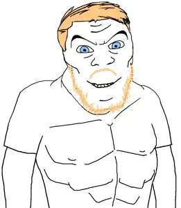 feraljak, feralaryan, aryan, aryan soyjaks, 1soyjak, a10 eyes, blue eyes, buff, glasses, hair