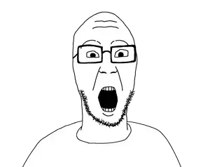 ericjak, bald, eyebrows, forehead lines, glasses, nuvariant, open mouth, soyboy, soyjak, stubble