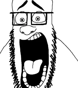 johnny (hotel transylvania), raddude, unknown, useful soys, 1soyjak, bald, eyebrows, gaping mouth, glasses, gums