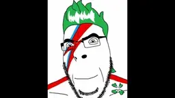 cobson, 1soyjak, 4chan, animated, closed eyes, closed mouth, david bowie, david thoughie, face paint, glasses