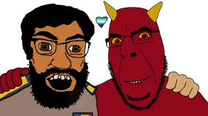 cobson, feraljak, tetojak, no more brother wars, 2soyjaks, bald, beard, black hair, brown eyes, brown skin