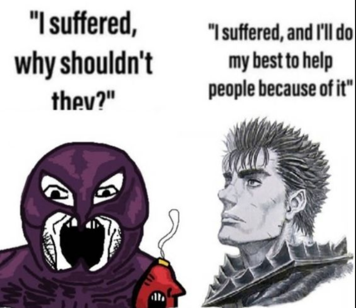 markiplier soyjak, 1soyjak, anime, anime girl, bald, berserk, black eyes, black hair, female, guts (berserk)
