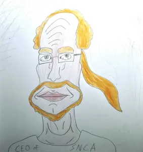 1soyjak, beard, closed mouth, drawing, front view, glasses, green eyes, hair, long face, long hair