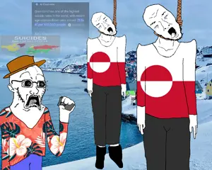 greenlander, soyak, doctos, 3soyjaks, ack, bald, blue background, crying, front view, full body