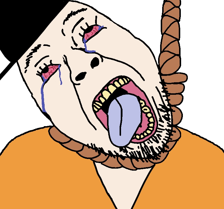 bernd, hanging troonjak, troonjak, 1soyjak, ack, bloodshot eyes, clothes, crying, dead, hanged