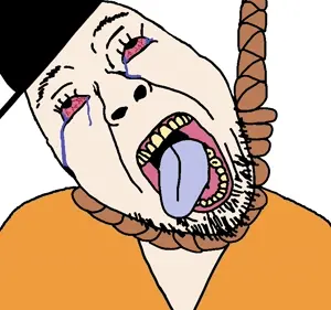 bernd, hanging troonjak, troonjak, 1soyjak, ack, bloodshot eyes, clothes, crying, dead, hanged