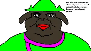 ralsei (deltarune), brandon, branigger, 1soyjak, big lips, black eyes, black skin, brown skin, clothes, deltatroon