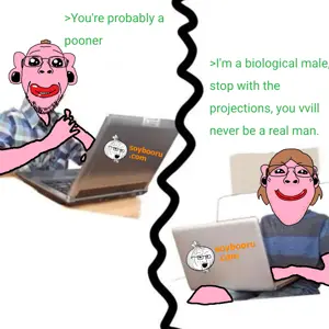 bernd, gapejak, bridget, 2soyjaks, arrow, brown hair, closed mouth, glasses, greentext, hair