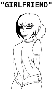 kate hikes, soyak, soygirl, femjak, soygirlfriend, 1soyjak, closed mouth, evil, female, femjak