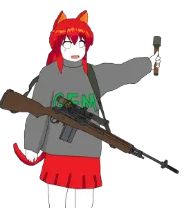 tama, 30 caliber, battle rifle, bomb, boot, boots, cat ears, cat tail, catgirl, ear