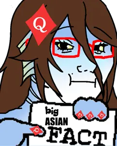 peniscolorwarrior4, soyak, female soyak, femjak, foidjaks, 1soyjak, animal, asian, black eyes, blue skin