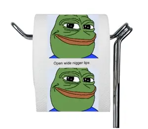pepe, amphibian, animal, bald, big nigger lips, black eyes, blue shirt, closed mouth, frog, green skin