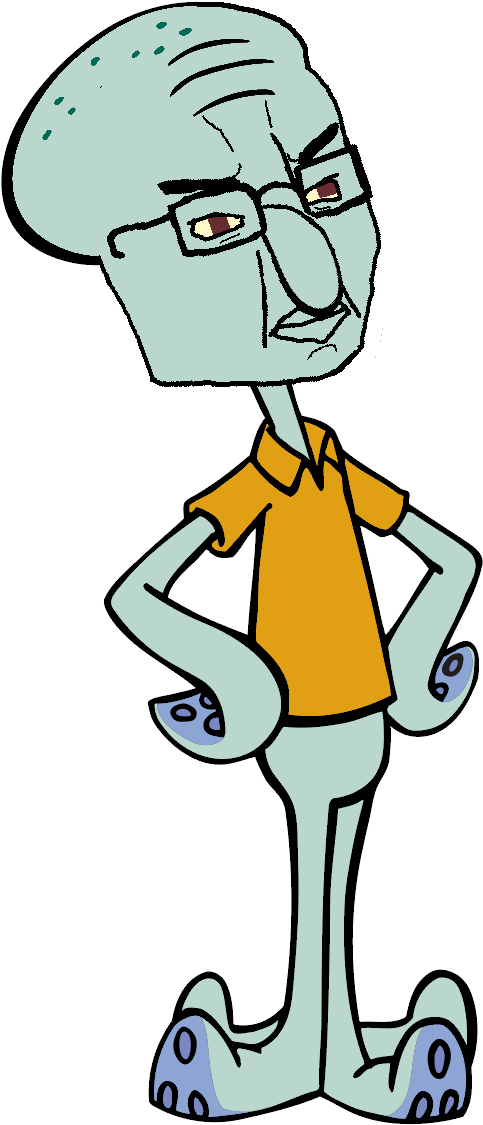 squidward tentacles, chudjak, squidchud tentacoals, 1soyjak, 4 legs, angry, anthropomorphism, bald, big forehead, big head