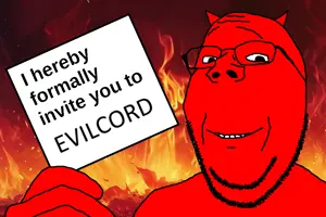 gapejak, 1soyjak, bald, black eyes, demon, evil, evilcord, fire, glasses, half open mouth