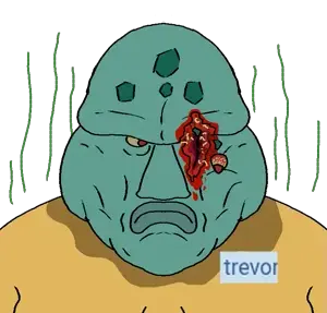 That red scar Trevor always draws on himself, I imagine that's just cope and it's really a bit more like this