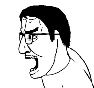 el perro rabioso, el perro chud, lado del perro rabioso, chuddified soyjaks, sidejaks, 1soyjak, angry, black eyes, black hair, glasses