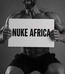gigachad, 1nas, africa, animated, beard, jumping, no glasses, open eyes, open mouth, racism
