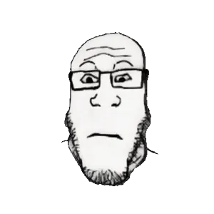 markiplier soyjak, neutralplier, 1soyjak, 3d, bald, black eyes, black hair, closed mouth, front view, glasses