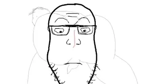 nikocado avocado, markiplier soyjak, neutralplier, 'cado, 1soyjak, almost full body, asshole, black eyes, black hair, closed mouth