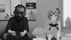 gigachad, sayori, aryan, gigachaded, a10 eyes, almost full body, angry, based, black eyes, black hair