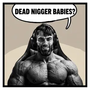 gigachad, deserved it, soyjaks?, beard, black eyes, comic, dead nigger baby, drawn background, foodistzen, frame