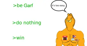 garfield, impish soyak ears, impish meowjak, 1soyjak, animal, argentina, blue eyes, buff, cat, greentext